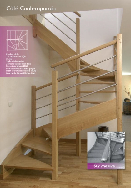 Escalier triple 1/4 tournant en S (S)